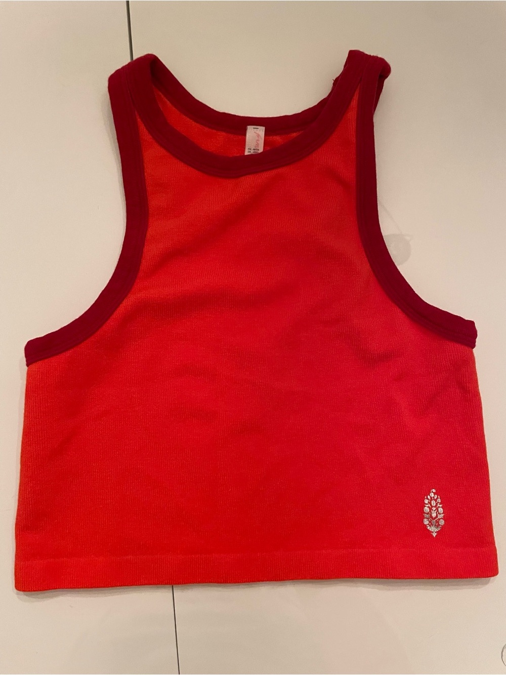 FP Movement by Free People Red Cropped Tank with Burgundy Trim